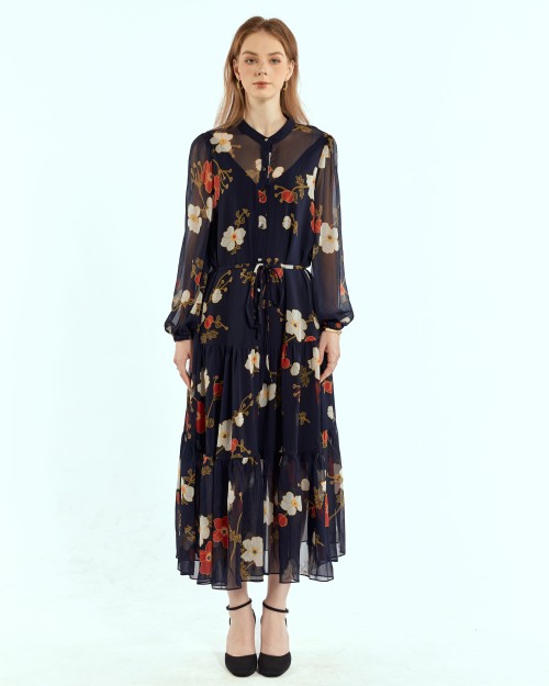 SIXDO Voile Flared Dress for Women